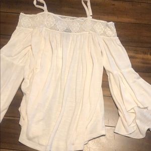 white off the shoulder shirt
